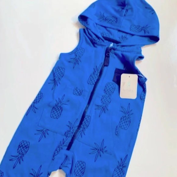 The Lullaby Club Other - Lullaby Lane Hooded Sleeveless Onesie Pineapple Print Blue 3-6 months NEW